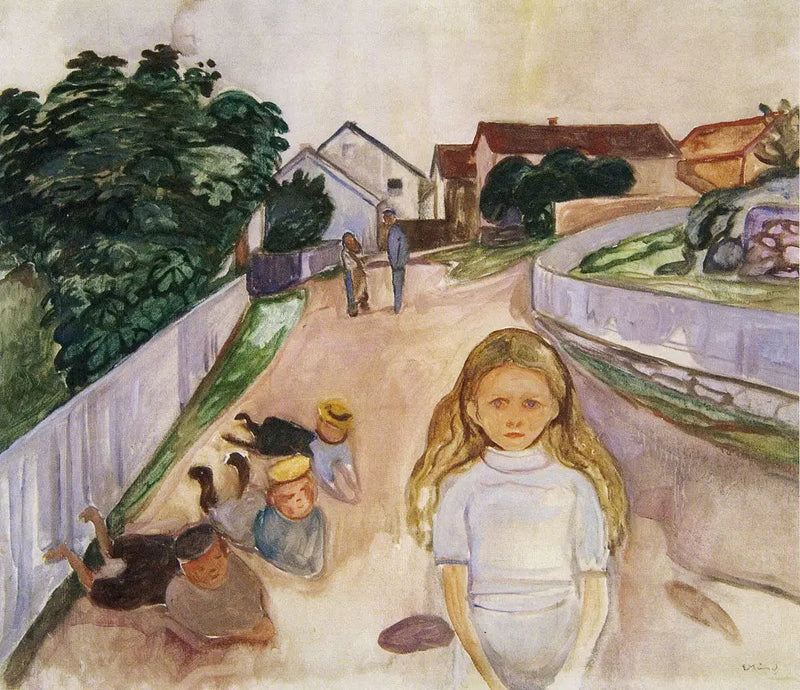 เด็กๆ เล่นอยู่ในถนนที่ Åsgårdstrand - Edvard Munch