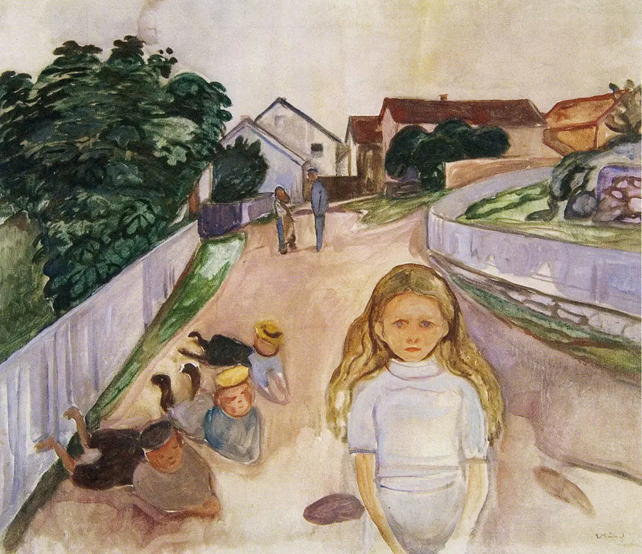 เด็กๆ เล่นอยู่ในถนนที่ Åsgårdstrand - Edvard Munch