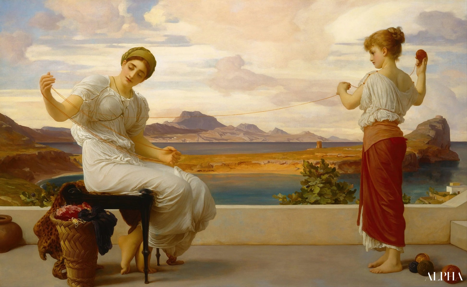 Winding the skein - Frederic Leighton Reproductions of paintings in oil paint