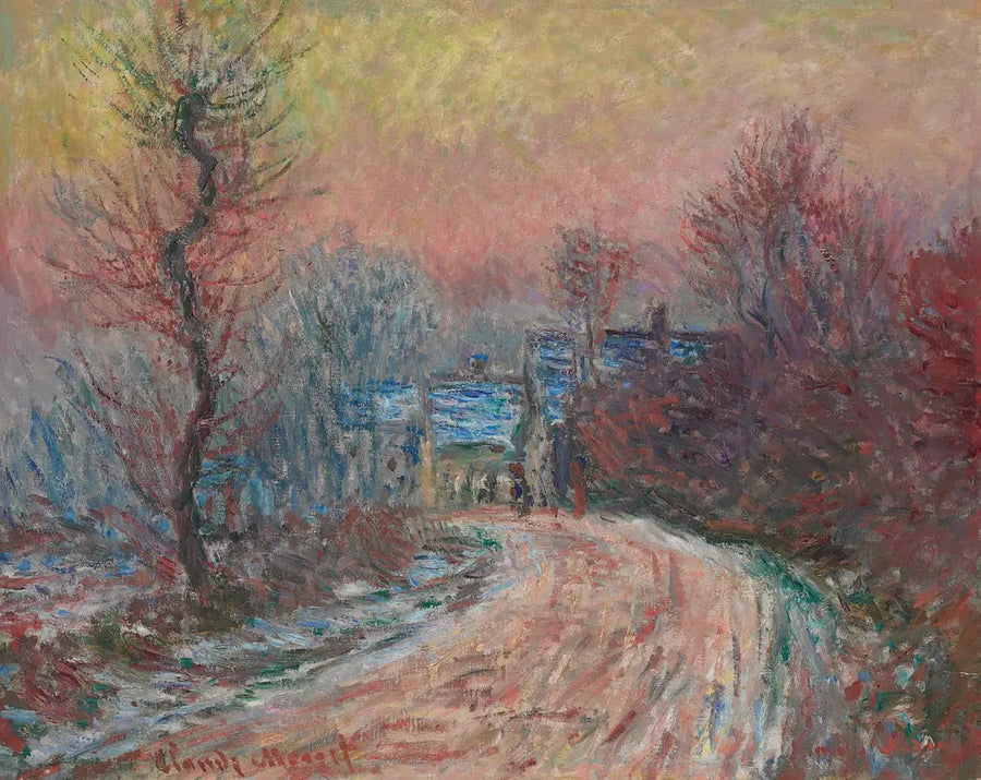 ทางเข้าของ Giverny ในฤดูหนาว พระอาทิตย์ตก - Claude Monet