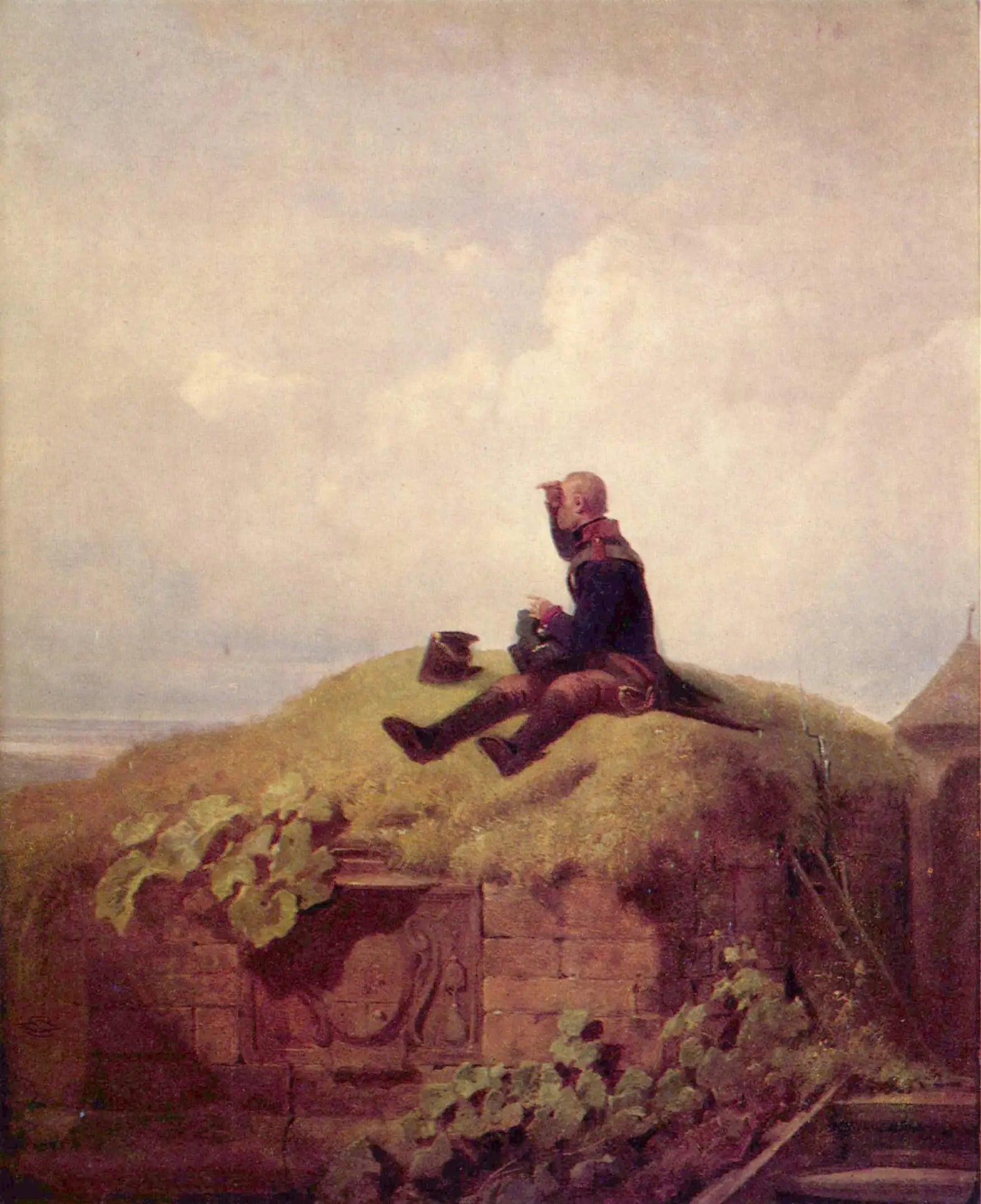 Es war einmal (Der strickende Vorposten) - Carl Spitzweg image 1 reproduction d’œuvre d’art à l’huile