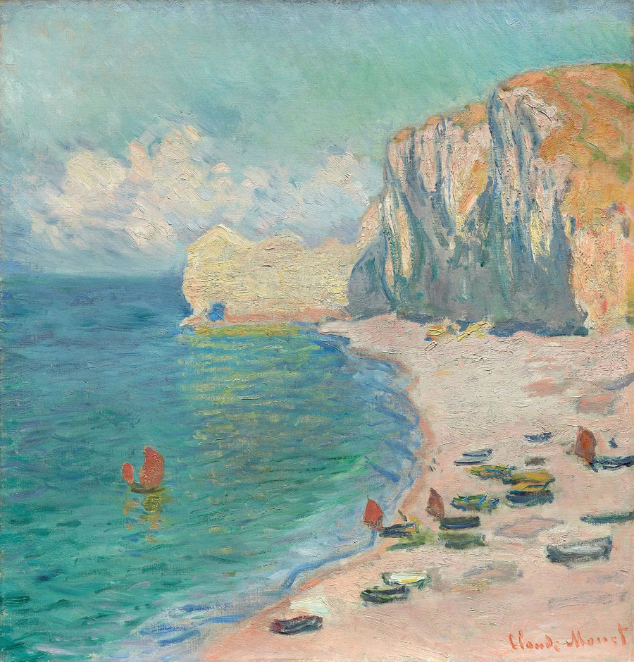Étretat: ชายหาดและหน้าผาอามงต์ - Claude Monet