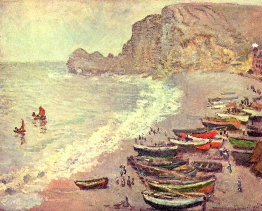 Étretat: ชายหาดและ Porte d'Amont W828 - Claude Monet