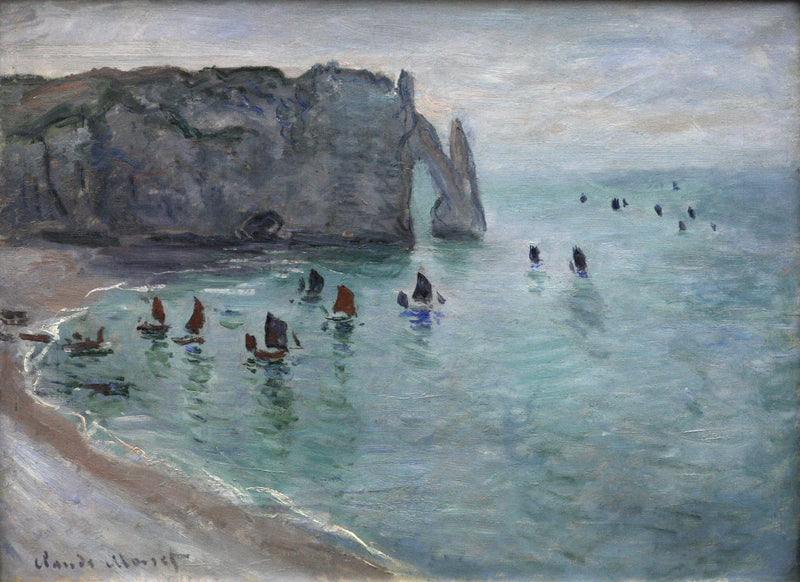 Étretat, Porte d'Aval, เรือออกจากท่าเรือ W1047 - Claude Monet