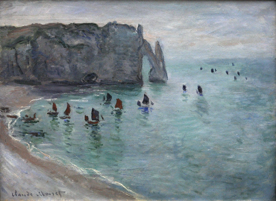 Étretat, Porte d'Aval, เรือออกจากท่าเรือ W1047 - Claude Monet