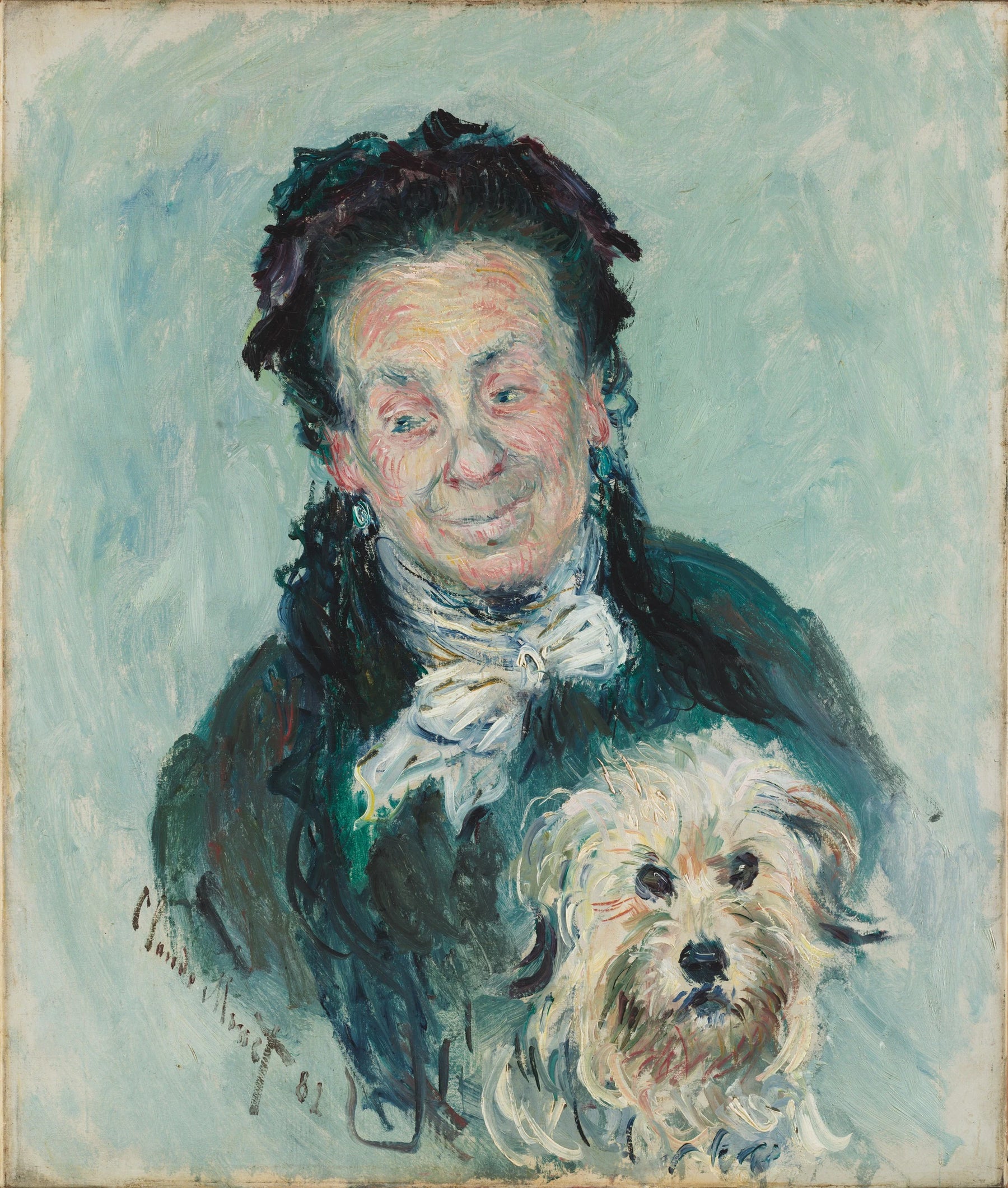 Eugénie Graff Madame Paul W745 par Claude Monet, portrait avec le terrier Follette