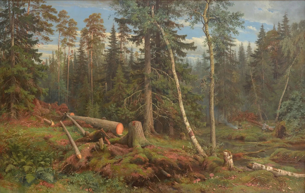Exploitation forestière - Ivan Chichkine image 1 reproduction de peinture à l’huile