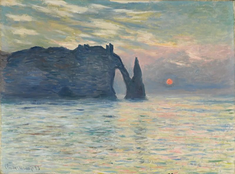 La Falaise d'Étretat พระอาทิตย์ตก W817 - Claude Monet