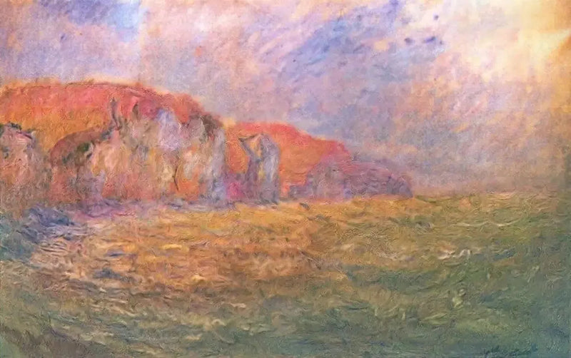 หน้าผาแห่งปูร์วิลล์ ทะเลที่คลื่นแรง - Claude Monet