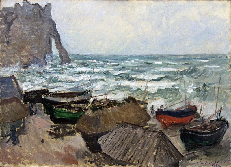 หน้าผาและเรือที่เอเตรต - Claude Monet
