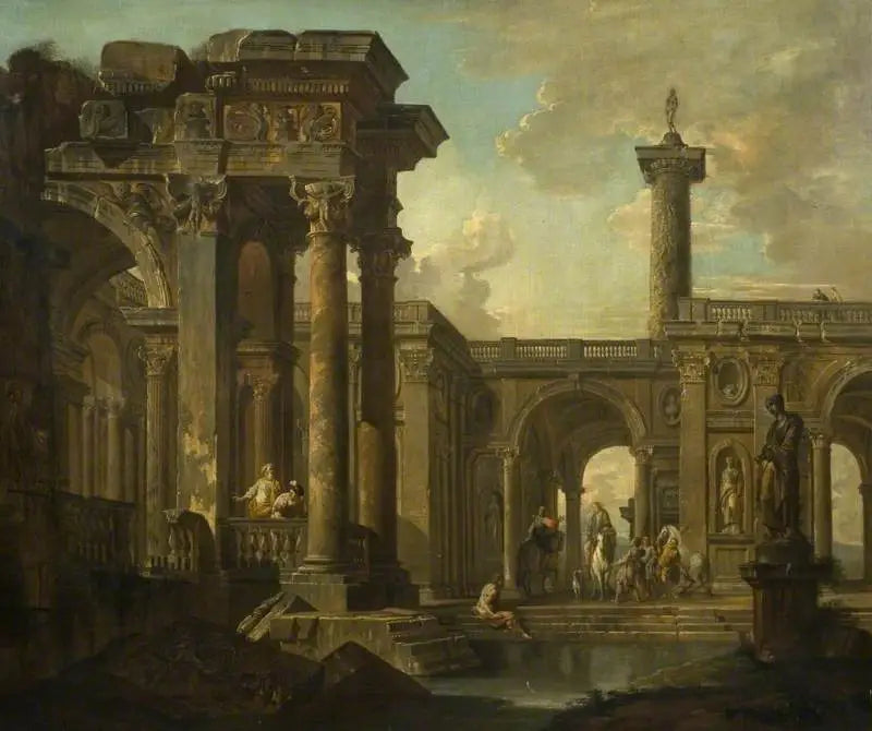 จินตนาการทางสถาปัตยกรรมพร้อมซากปรักหักพังคลาสสิก - Giovanni Paolo Panini