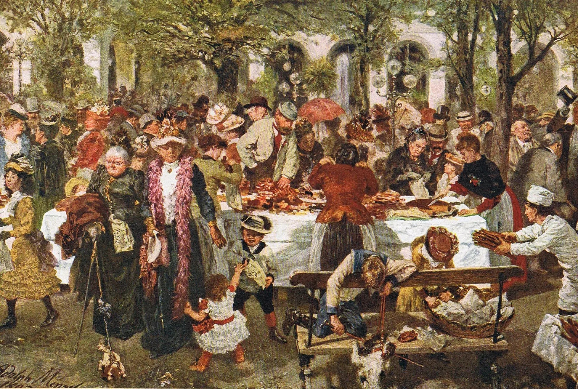 Feinbäckerei im Kurpark zu Kissingen - Adolph von Menzel image 1 reproduction réalisée par Alpha Reproduction