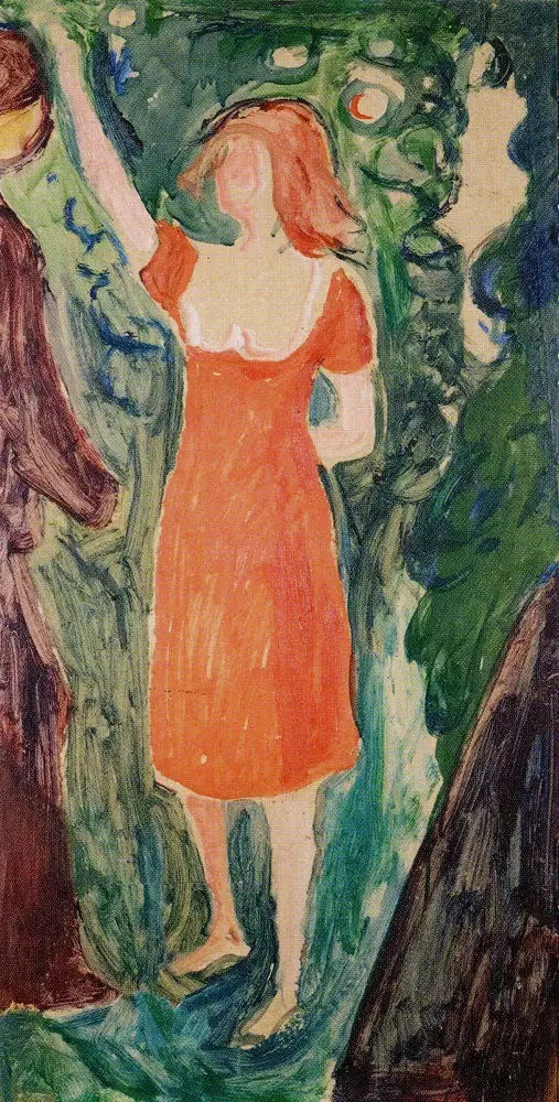 Femme à la robe rouge - Edvard Munch image 1 reproduction de peinture à l’huile