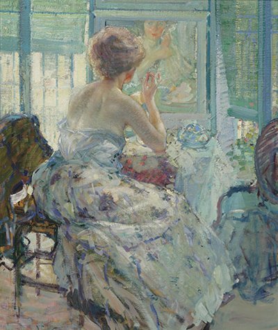 ผู้หญิงกับช่างทำผมของเธอพร้อมต่างหู - Richard Edward Miller