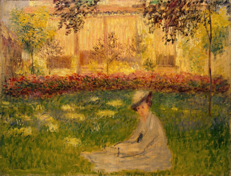 ผู้หญิงนั่งอยู่ในสวน - Claude Monet