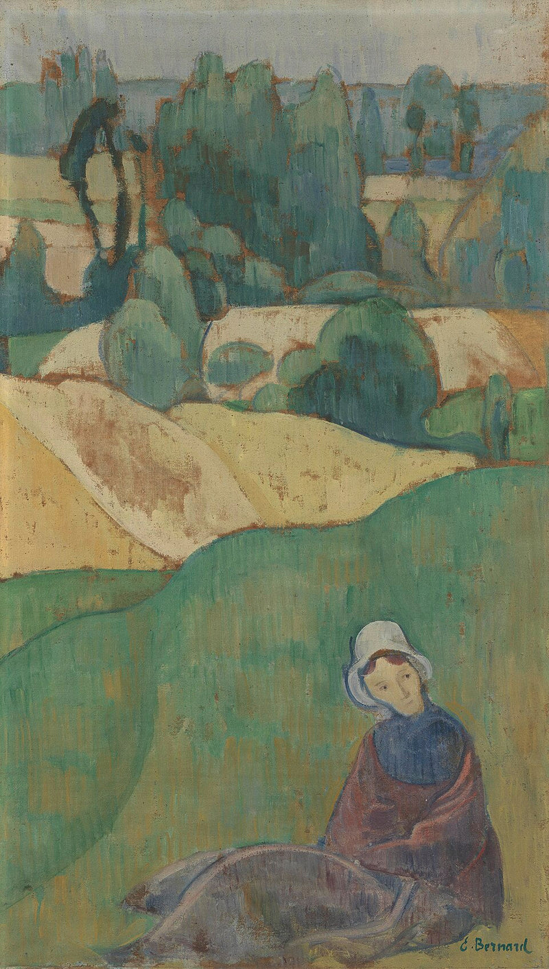 ผู้หญิงนั่งอยู่ในทุ่งนา : Bretagne - Émile Bernard