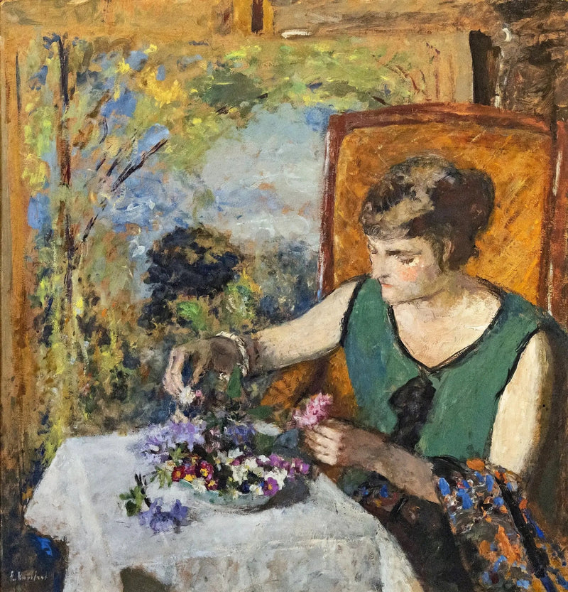 ผู้หญิงกับช่อดอกไม้ - Édouard Vuillard
