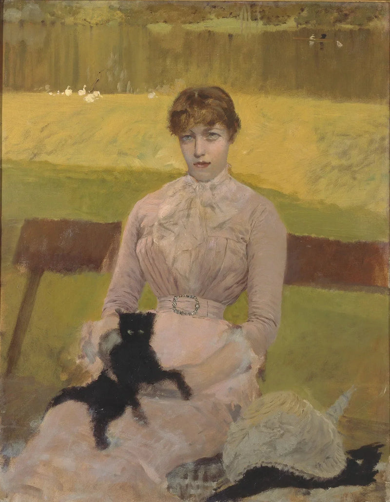 ผู้หญิงกับแมวตัวเล็กสีดำ - Giuseppe De Nittis