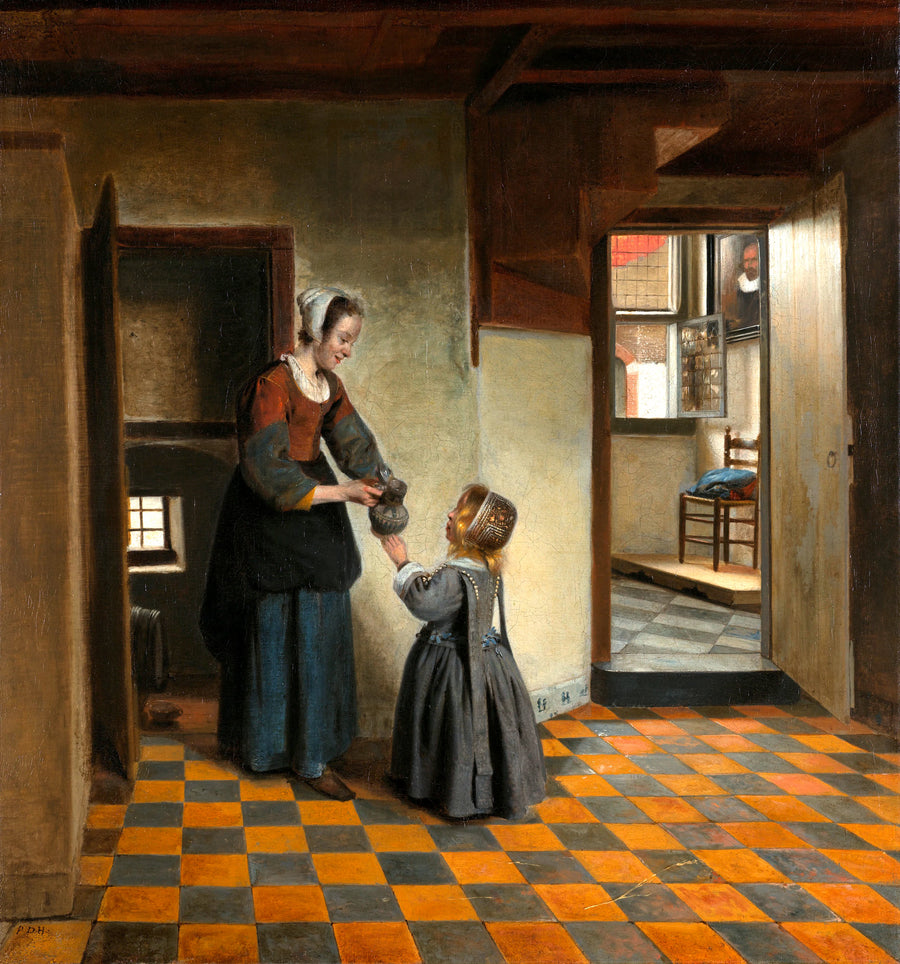 Une femme avec un enfant dans une pièce au sous-sol - Pieter de Hooch