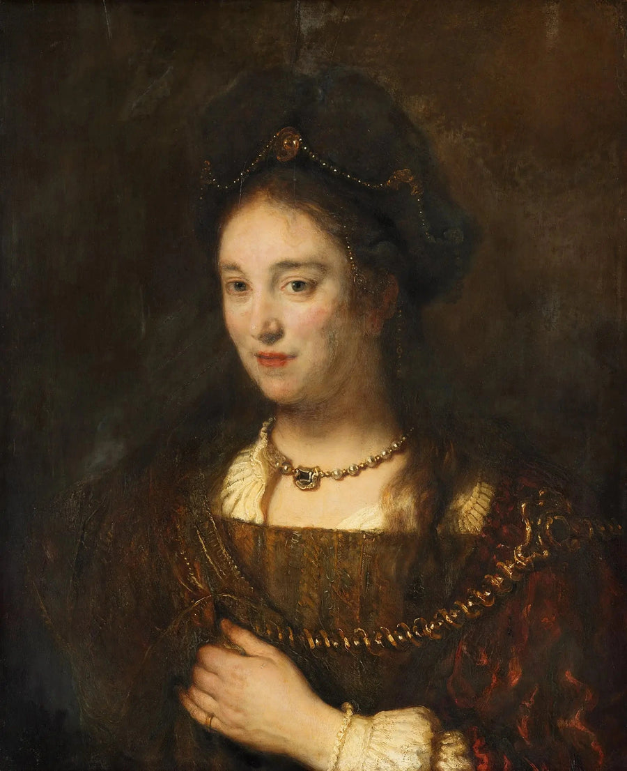 Demi-figure de femme au béret — atelier de Rembrandt, 1643, Gemäldegalerie de Berlin