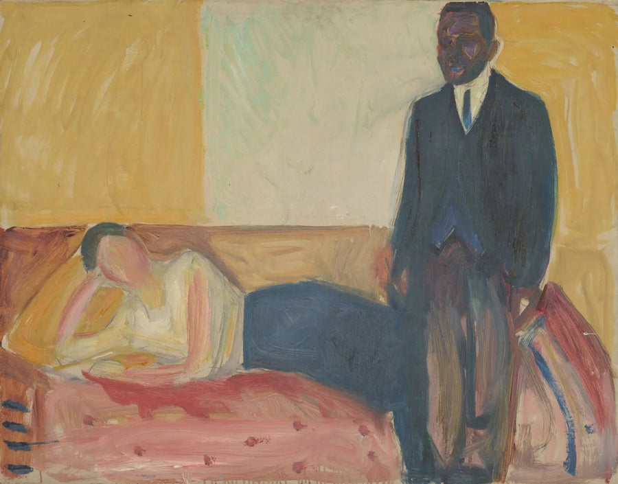 ผู้หญิงนอนและชาวแอฟริกันยืน - Edvard Munch