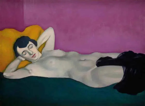 Femme couchée sur fond violet - Félix Vallotton image 1 reproduction de peinture à l’huile