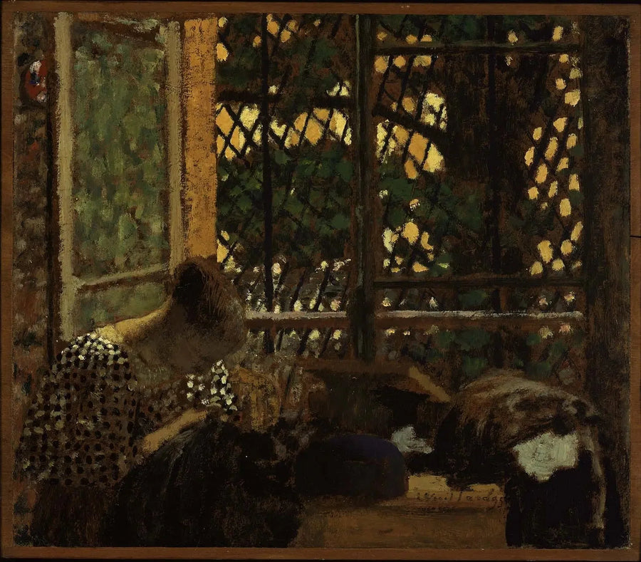 ผู้หญิงเย็บผ้าหน้าหน้าต่างสวน - Édouard Vuillard