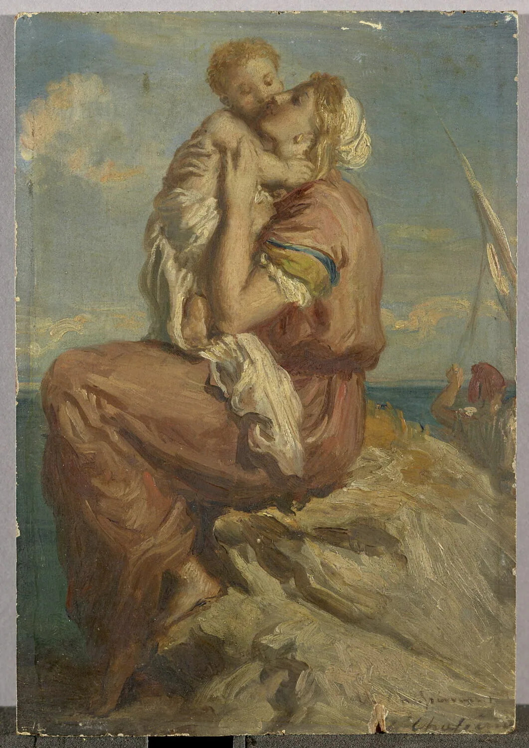 Femme de pêcheur de Mola di Gaete embrassant son enfant - Théodore Chassériau image 1 reproduction réalisée par Alpha Reproduction