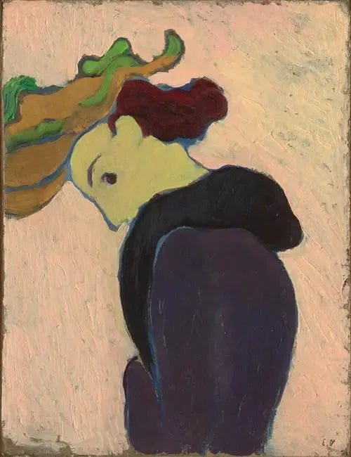Femme de profil au chapeau vert - Édouard Vuillard image 1 copie peinte à la main à l’huile