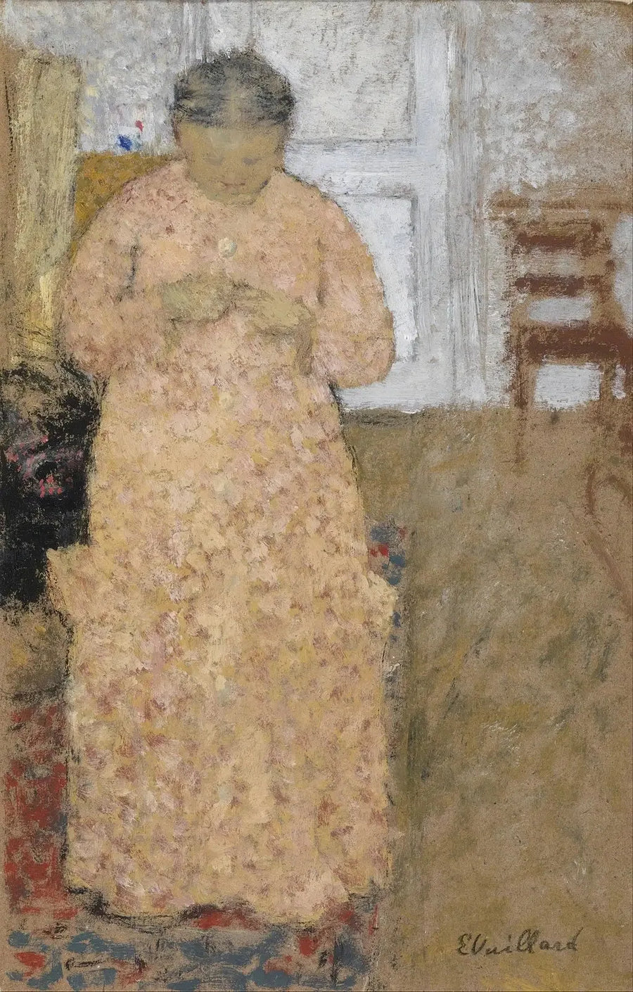 ผู้หญิงในชุดไหมพรมสีชมพูถักไหมพรม - Édouard Vuillard