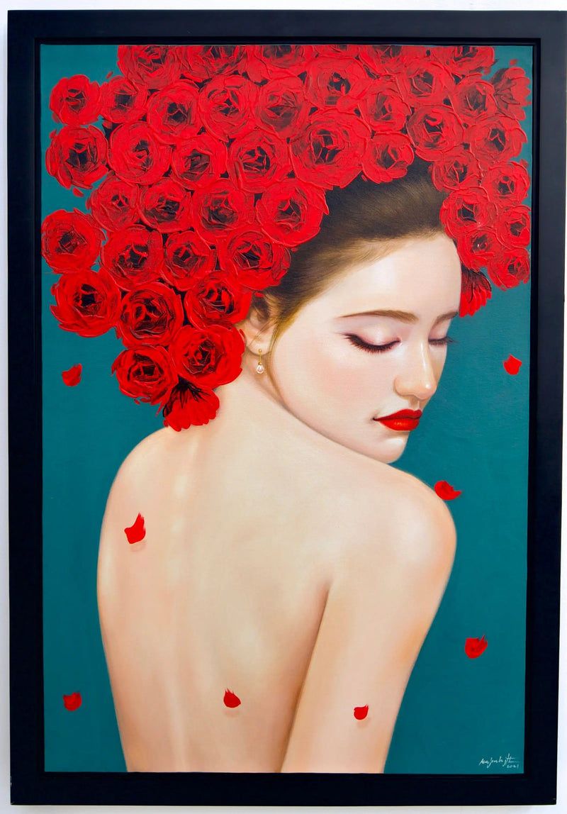 ผู้หญิงที่เปราะบางกับกุหลาบ | 60x90ซม.