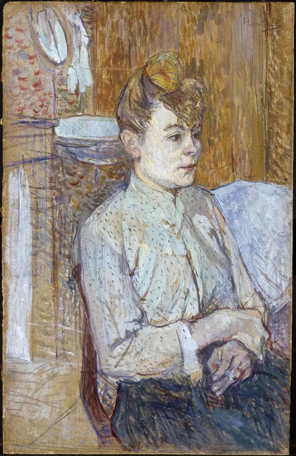 Femme fumant une cigarette - Henri de Toulouse-Lautrec image 1 copie peinte à la main à l’huile