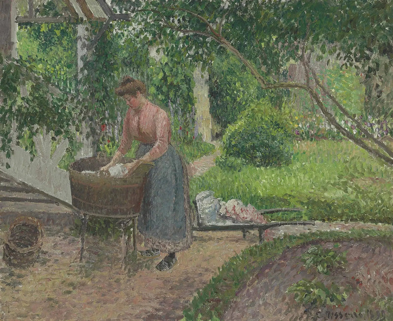 ผู้หญิงกำลังซักผ้าในสวน, Éragny - Camille Pissarro