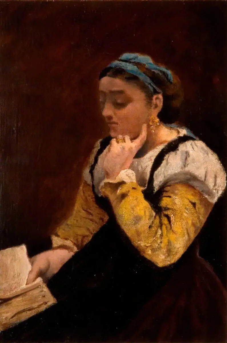 ผู้หญิงกำลังอ่านหนังสือ - Jean-Baptiste Camille Corot