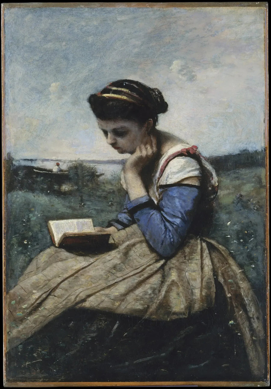 ผู้หญิงกำลังอ่านหนังสือ - Jean-Baptiste Camille Corot