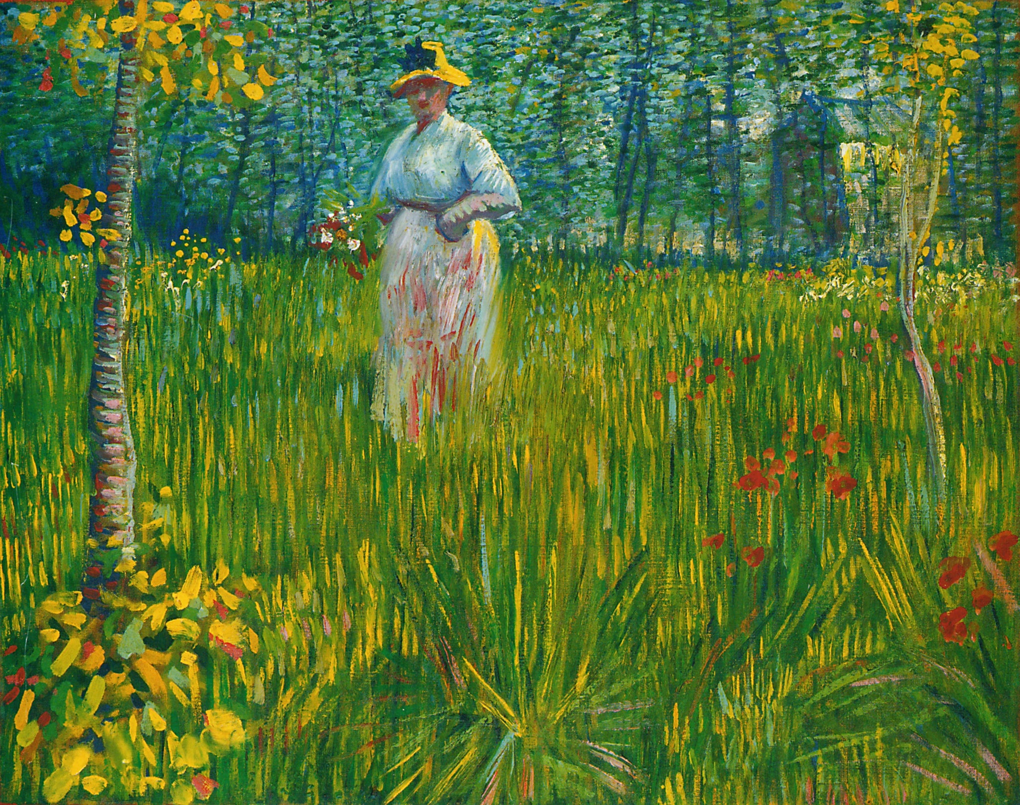 Femme marchant dans un jardin F368 de Vincent van Gogh