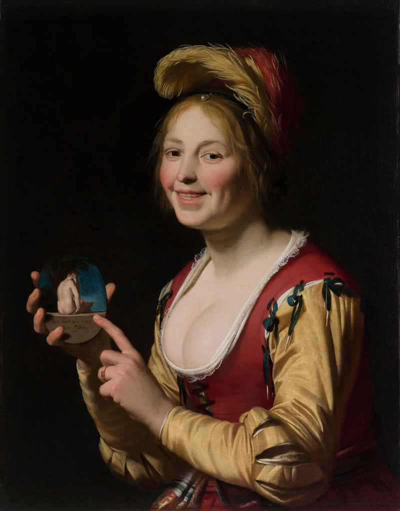 ผู้หญิงที่กำลังแสดงวัตถุลามก - Gerrit van Honthorst