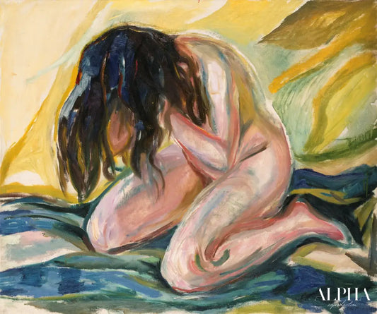 Femme nue à genoux - Edvard Munch - Reproductions de tableaux et peintures haut de gamme