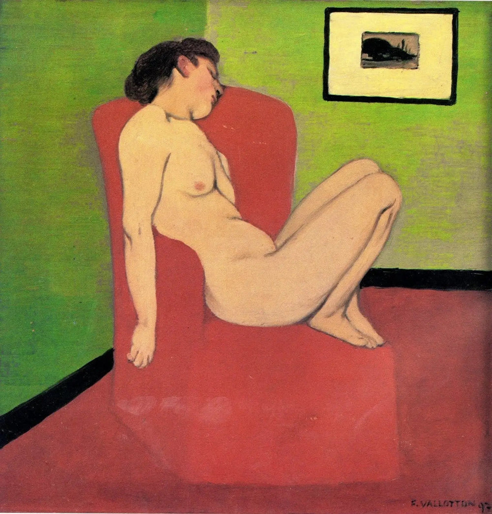 Femme nue assise dans un fauteuil - Félix Vallotton image 1 copie peinte à la main à l’huile
