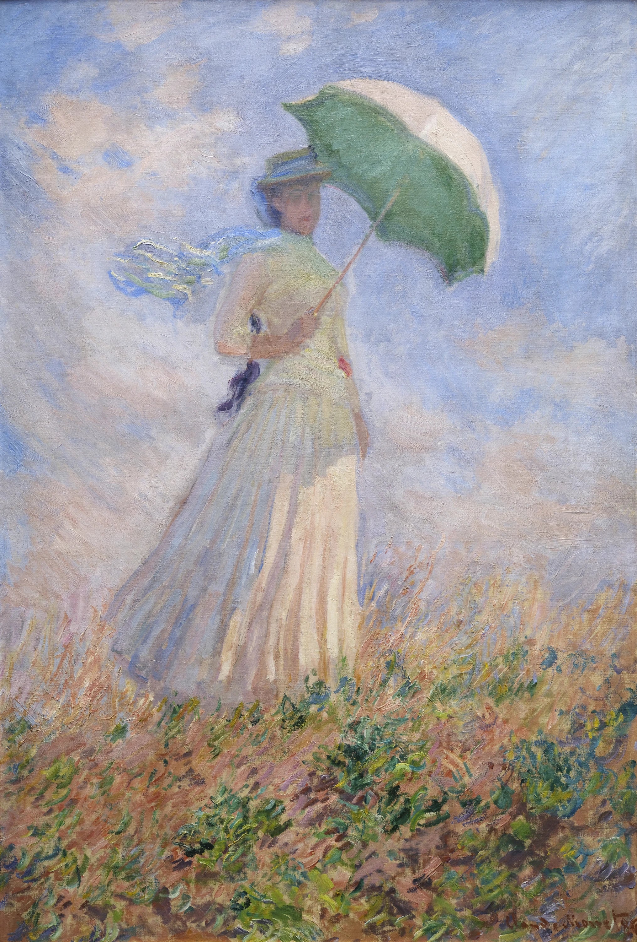 Femme à l’ombrelle tournée vers la droite W1076 par Claude Monet, musée d’Orsay