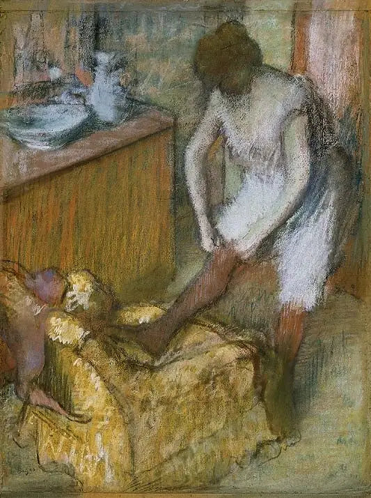 Femme portant des chaussettes - Edgar Degas image 1 copie peinte à la main à l’huile