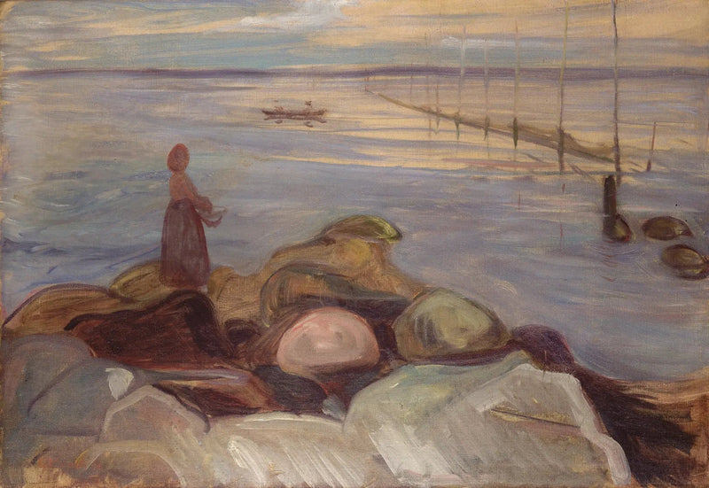 ผู้หญิงใกล้ทะเลที่ Åsgardstrand - Edvard Munch
