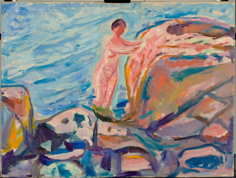 ผู้หญิงอาบน้ำใกล้หน้าผาสีแดง - Edvard Munch