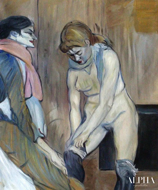 Femme tirant ses bas - Toulouse Lautrec - Reproductions de tableaux et peintures haut de gamme