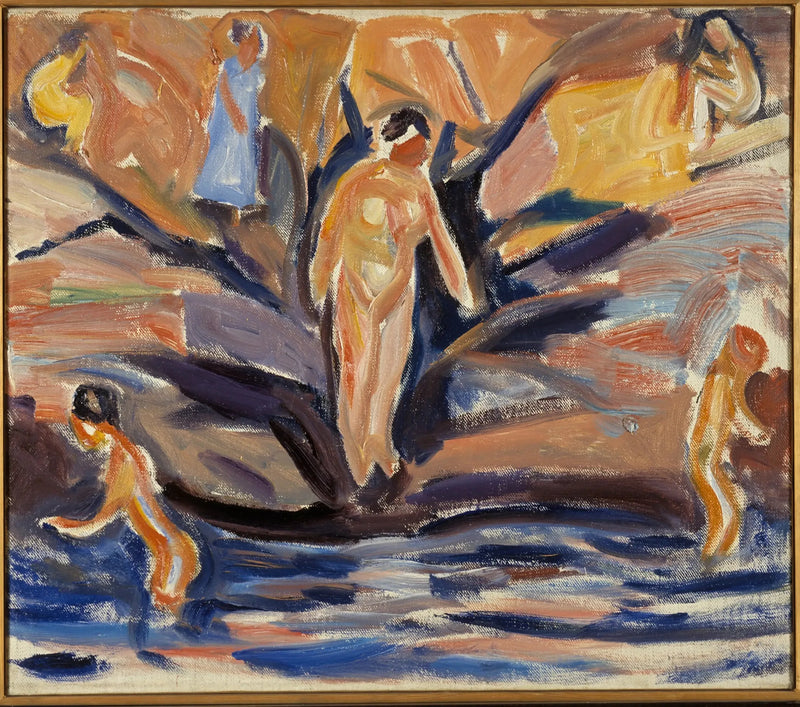ผู้หญิงและเด็กกำลังอาบน้ำ - Edvard Munch