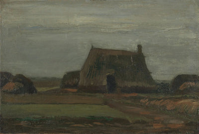Reproduction du tableau « Ferme avec des tas de tourbe - Vincent van Gogh » par Alpha Reproduction en peinture à l’huile