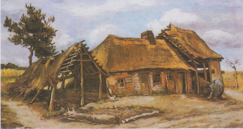 ฟาร์มกับชาวนาในชุดเดรสสีน้ำเงินหลังค่อม - Vincent van Gogh