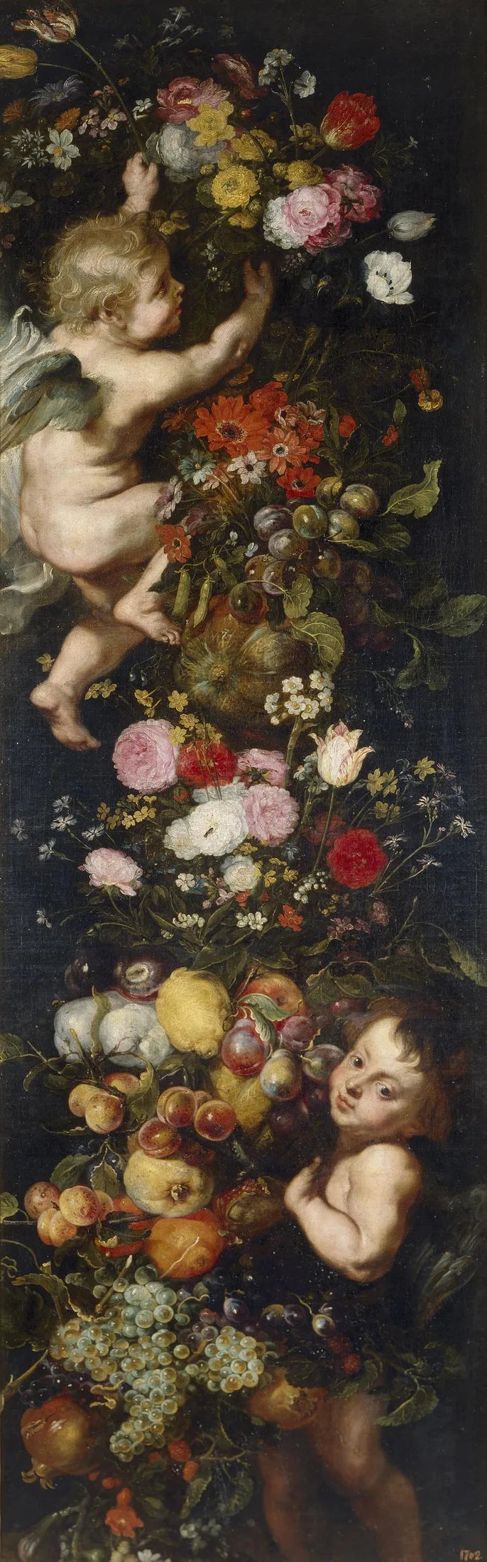 Festoon of Flowers and Fruits and Cherubs - Frans Snyders