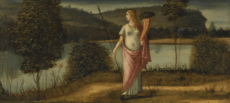 ภาพสัญลักษณ์หญิงในทิวทัศน์ถือหอกและเขาแห่งความอุดมสมบูรณ์ - Vittore Carpaccio