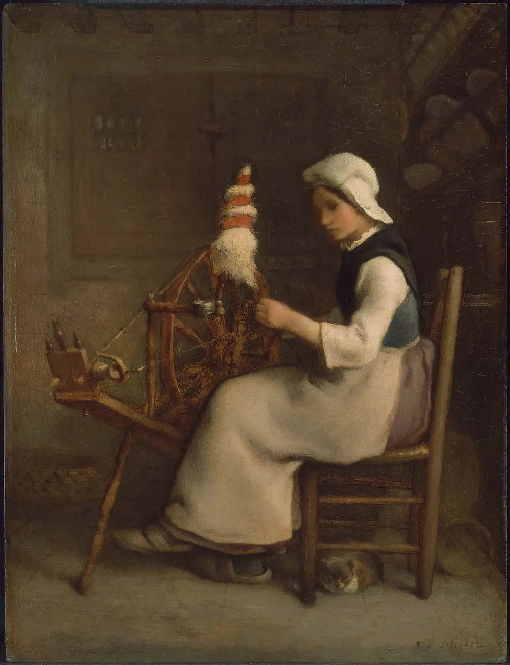 Fileur assis (Emélie Millet) - Jean-François Millet image 1 tableau peint à l’huile sur toile